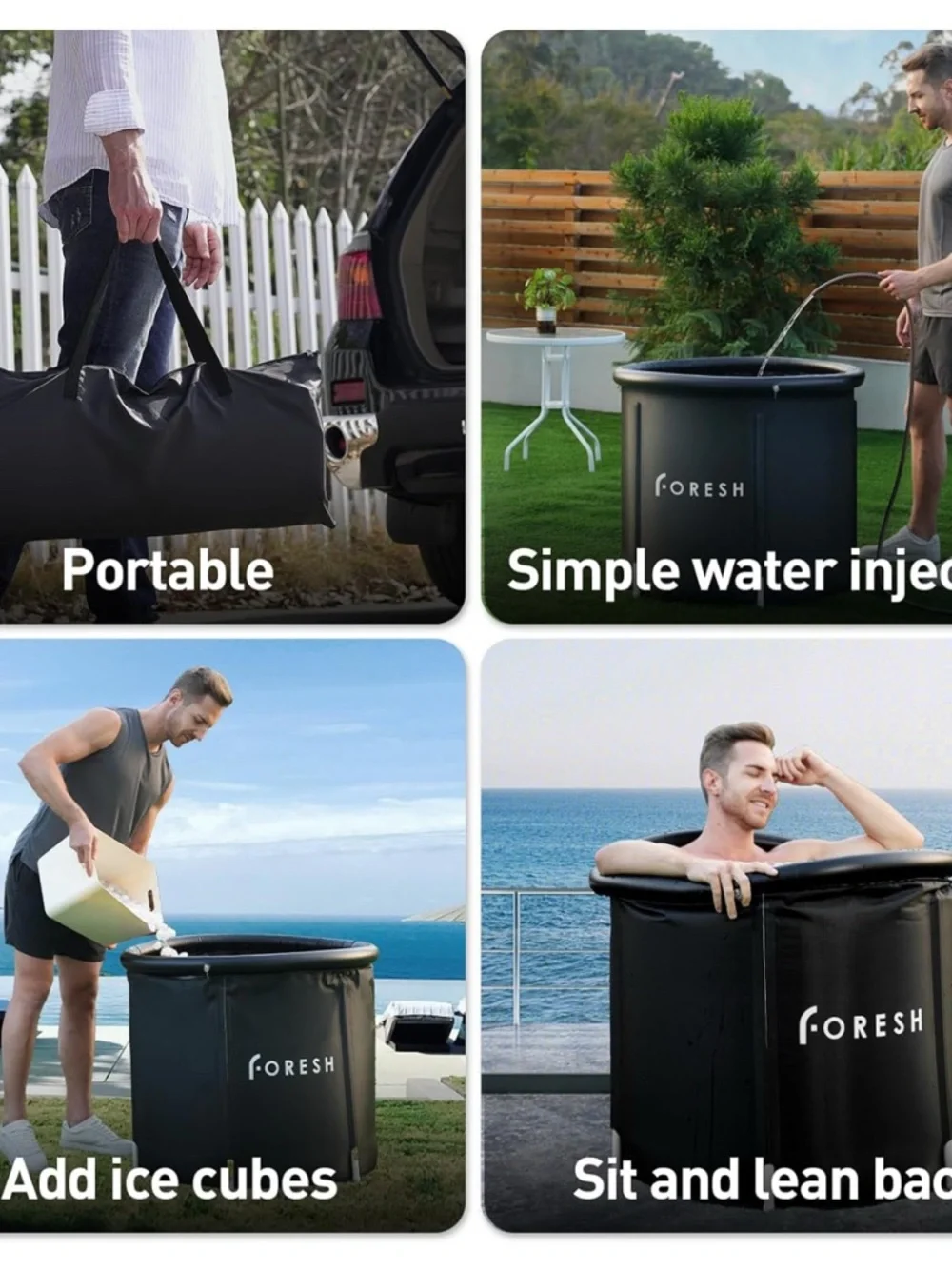 fresh Black Foldable Portable Bath Tub